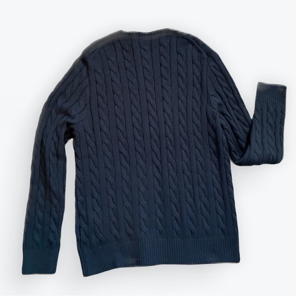 Polo Ralph Lauren Cotton Cable Knit Sweater Navy Blue XL - Picture 3 of 8